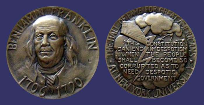 #28, Benjamin Franklin (Elected 1900), by Elisabeth Chandler, 1962
