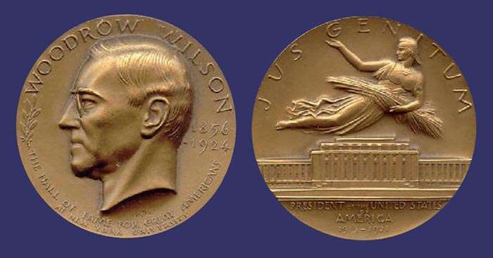 #93, Woodrow Wilson (Elected 1950), by C. Paul Jennewein, 1966
