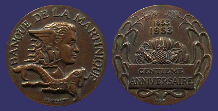 Bank de la Martinique, Centenary, 1953
