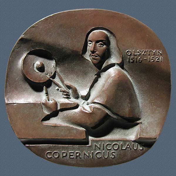 NICOLAUS COPERNICUS, cast bronze, 105x110 mm, 1985, Obverse
Keywords: contemporary