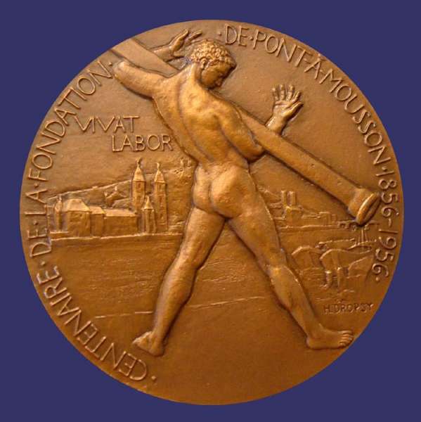 Dropsy, Henri, Centenaire de la Foundation de Pont-&#256;-Mousson, 1956, Obverse
Keywords: birks_nude_male