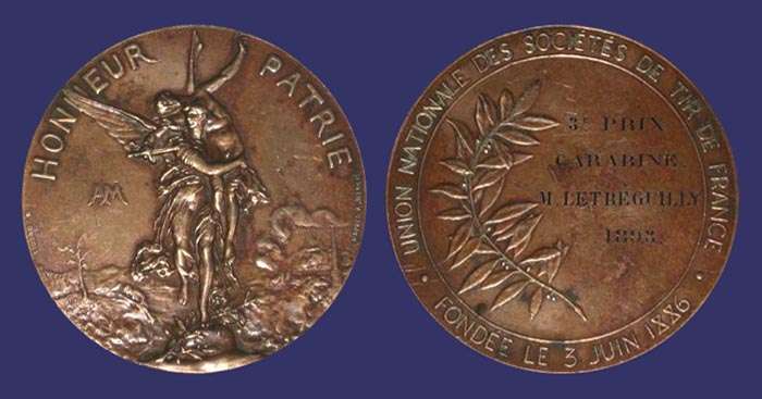 "Gloria Victus", After Sculpture by Marius Jean Antonin Mercie - Shooting Medal, 1886
