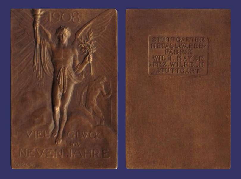 German New Year Plaque, 1908
