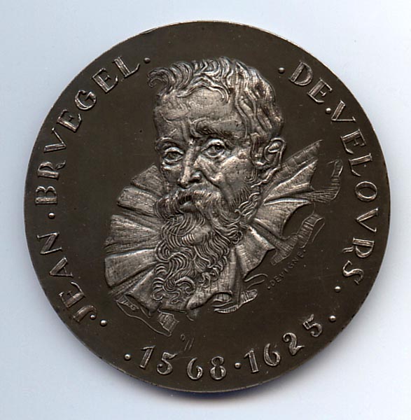 DEVIGNE Jacques - Jan Bruegel de Velours: 1568-1625
DEVIGNE Jacques

1969		Jan Bruegel de Velours: 1568-1625
		80 mm - 43/100

Part of a series by Devigne dedicated to the Breughel family.
Jan Breughel, called the Velvet Breughel, was the son of Pieter Bruegel the Elder and the brother of Pieter the Younger called the "Hell" Breughel. He is the only one of the family members who developed as an artist without depending on the themes and on the style of his famous father. He deserves to step out of his father's shadow.
