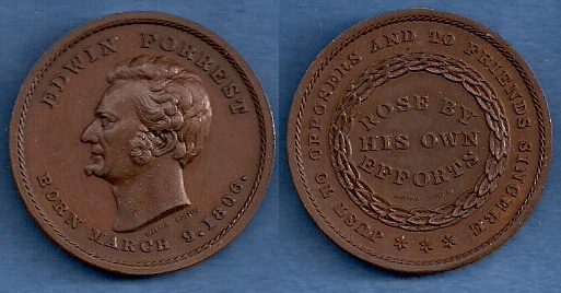 SCH C-10  Edwin Forrest Medal   Copper
31mm    Very Scarce
Keywords: Merriam, Forrest