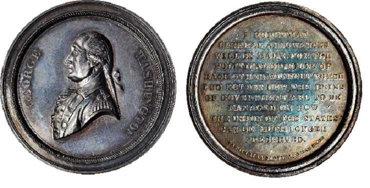 JAB-11 Washington's Letter to Hamilton - Silver
59mm - 5 Struck 

This is Bolen's largest Medal. The dies were cut in 1864. They were sold to Frank S. Edwards in 1865, but are believed to have been ruined by rust before any restrikes were made. 

The piece pictured was lot 123 in the Stacks Bowers February 2014 Americana Auction.  With Buyer's premuium, it realized $15,275.  That was three times what it sold for only a few years earlier.  The same example sold a third time for $7637.50 in their August 2016 sale, lot 1080.  On the surface, it would appear that someone took a huge shellacking on a piece they owned for only two years.  The number of collectors willing to pay five figures for a Medal is very small.  Think carefully and do your research before jumping into any collectable purchase of this magnitude. 
